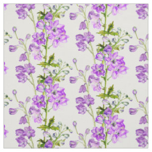 Art botanique de Delphinium tissu blanc violet ver