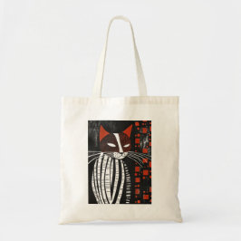 Art Cat Tote Beutel in fett rot, schwarz und weiß Tragetasche