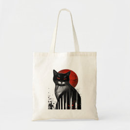 Art Cat Tote Beutel in fett rot, schwarz und weiß Tragetasche