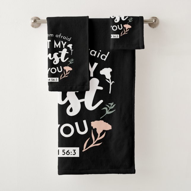 Art chrétien floral foncé - Psaume 56:3 (En situation)