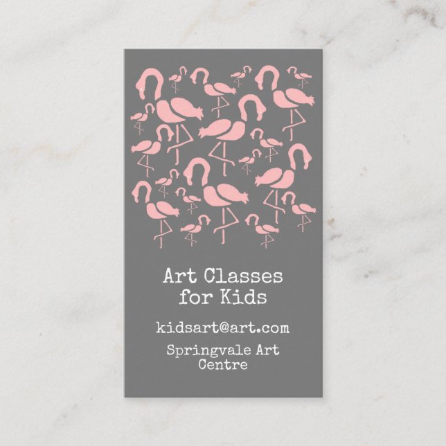 Art Classes for Kids business niedlich Flamingo Visitenkarte (Vorderseite)