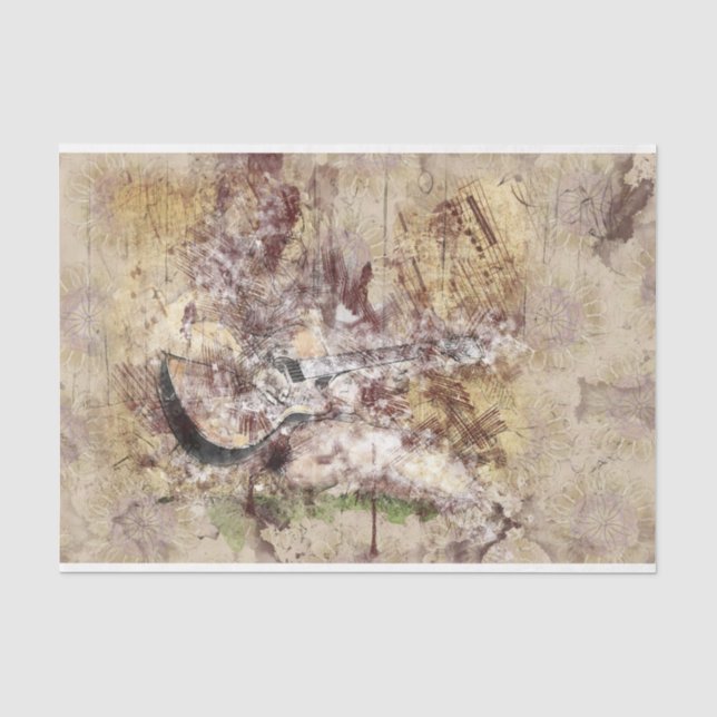 Art Collage Gitarre Musik 33 Decoupage Seidenpapier (Vorderseite)