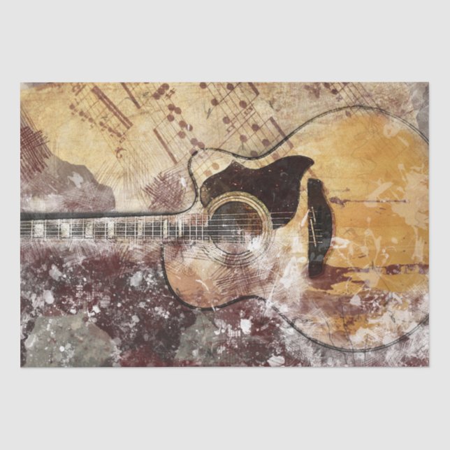 Art Collage Gitarre Musik 34 15x20 Decoupage Seidenpapier (Vorderseite)