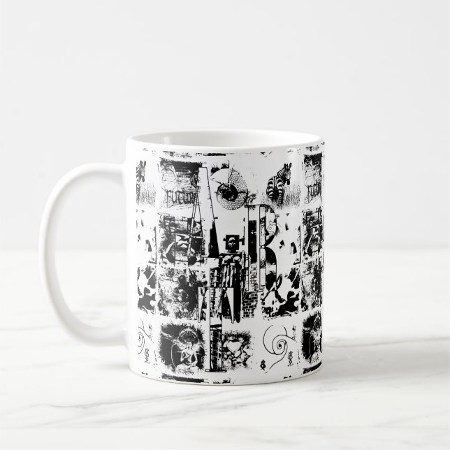 ART COLLAGE schwarz-weiß Kaffeetasse (Links)