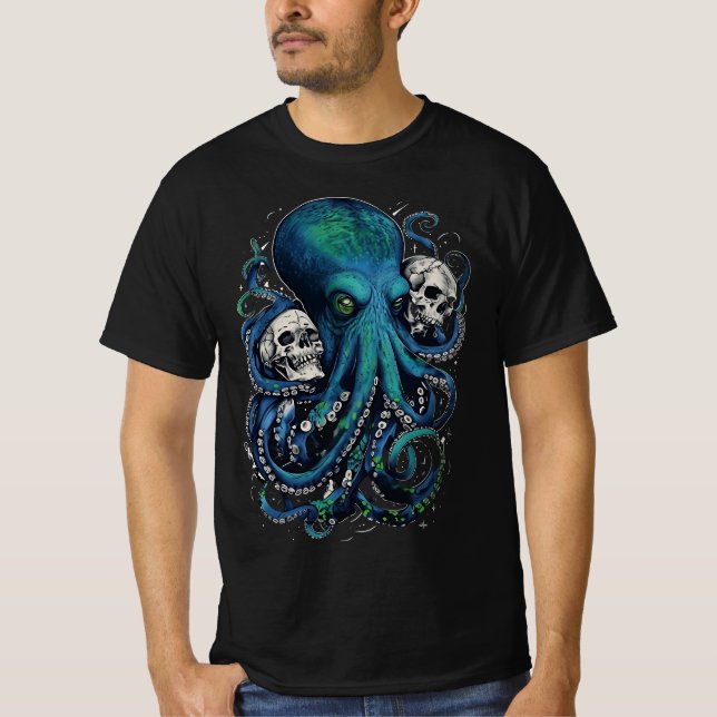 Art crâne foncé - T-shirt gothique Octopus Horror (Devant)
