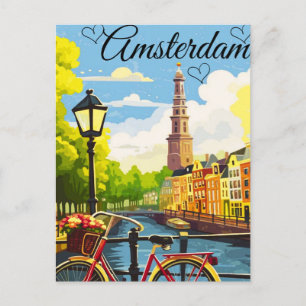 Art de carte postale de voyage à Amsterdam, carte