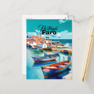 Art de carte postale de voyage à Faro Portugal, Vo