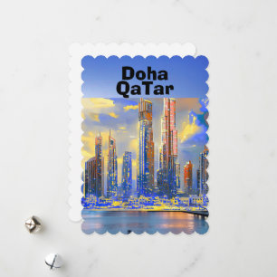 Art de carte postale de voyage de Doha, Skyline de