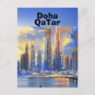 Art de carte postale de voyage de Doha, Skyline de
