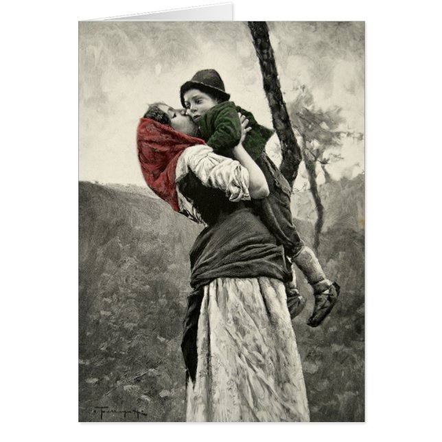 Art de cru de baiser d'enfant de fils de mère (Devant)