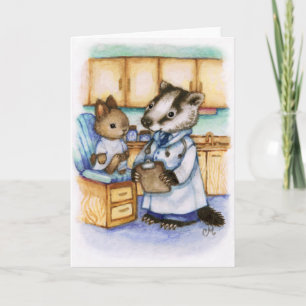 Art de docteur Get Well Soon Animal carte mignonne