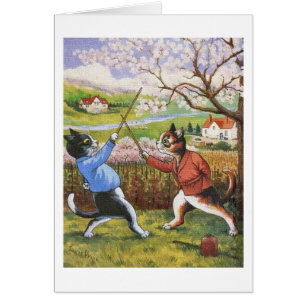 Art de duel vintage de chats par Louis Wain