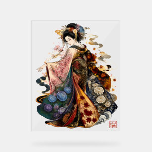 Art de Geisha japonaise Kimono et fleurs saisonn