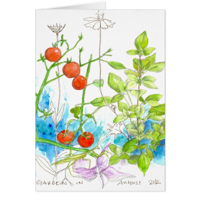 Art de jardin d'aquarelle d'herbes de Basil de (Devant)