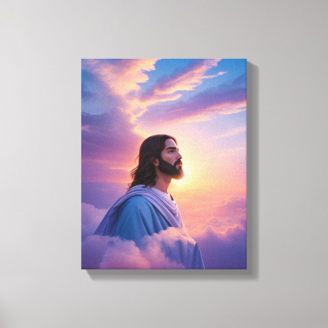 Art de Jésus sur ciel | Impression en toile étirée (Recto)