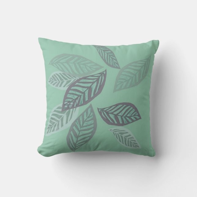 art de la nature stylisé feuille sur coussin vert  (Recto)