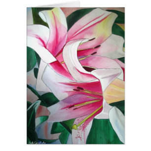 Art de l'aquarelle des fleurs de lys blanches et r