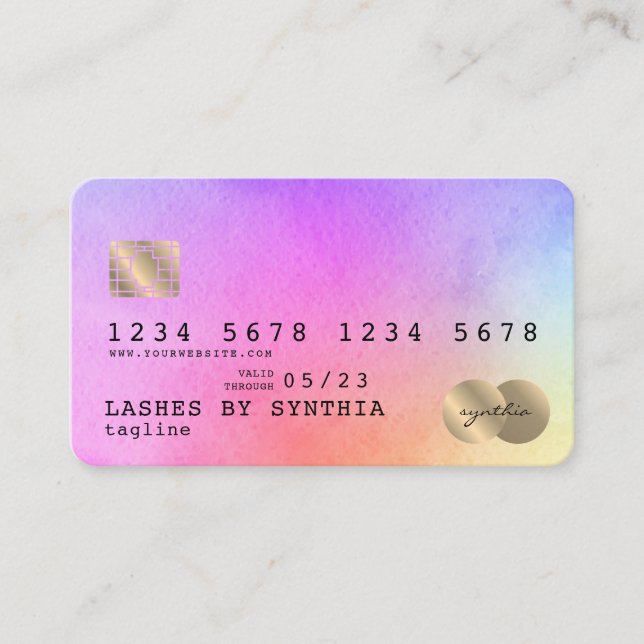 Art de l'aquarelle Unicorne Style de carte de créd (Devant)