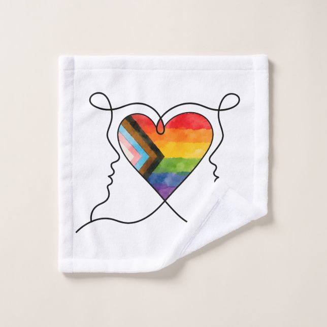 Art de ligne de cœur Progress Pride (Gant de toilette)
