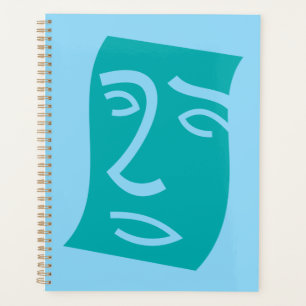 Art de ligne de visage abstrait moderne sarcelle