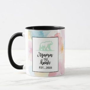 Art de mug de maman ours en aquarelle florale