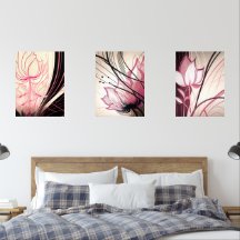 Art de mur rose et noir - Ensemble de 3 impression