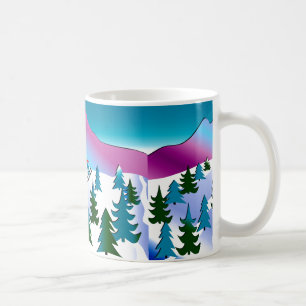 Art de pente de ski sur la tasse de café classiqu