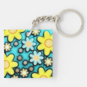 Art de pouvoir de fleurs jaunes et bleues