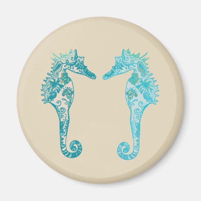 Art de Seahorse mandala art Magnet rond (Devant)