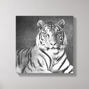 Art de tigre sibérien en noir et blanc - toile