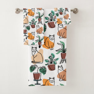 Art de trait dessin chats et fleurs