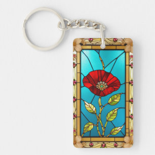 Art de vitrail fleur rouge vif