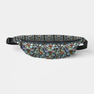 art de vitrail papillon bleu vintage