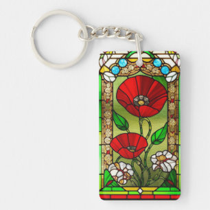 Art de vitrail vibrant Fleur Rouge