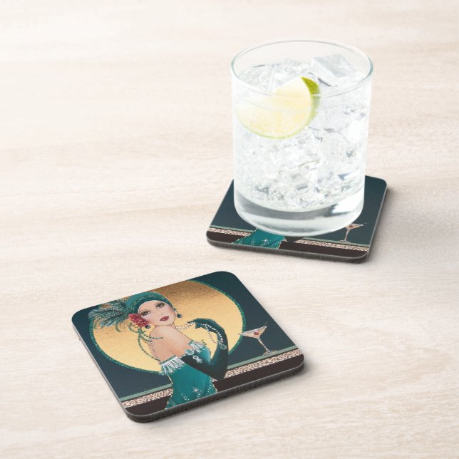 Art Deco1920er Frauen mit Cocktails Untersetzer (Rechte Seite)
