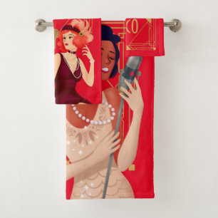Art Déco 1920 Glam Ladies Gold Red