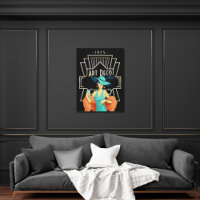 Art Déco 1920 Lady Cocktail Gold Frame Black