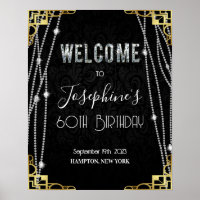 Art Deco 1920er Black and Gold Diamond Begrüßungsz