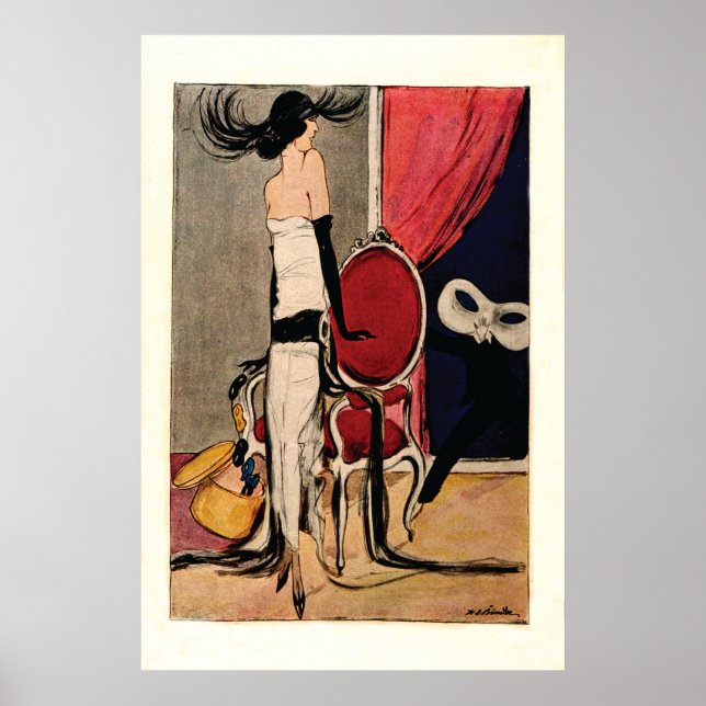 Art Deco 1920er Flapper Girl Poster (Vorne)