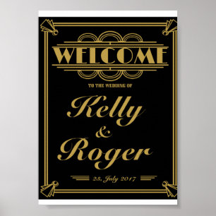 ART Deco 1920er Gatsby Stil Hochzeit Willkommensdr Poster