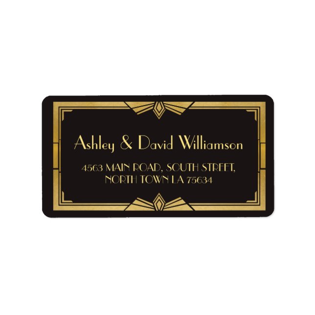 Art Deco 1920er Gatsby Wedding Rücksendeadresse La Adressaufkleber (Vorne)