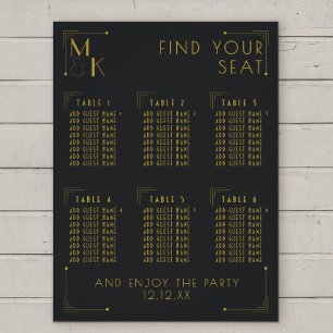 Art Déco 1920er Hochzeit 6 Tischübersicht Poster