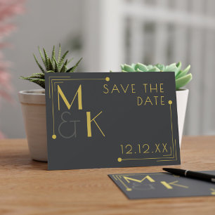 Art Deco 1920er Hochzeit Elegant Black Save the Da Date