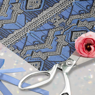Art Deco 1920er Jahre blaues silberfarbenes Kleid  Seidenpapier
