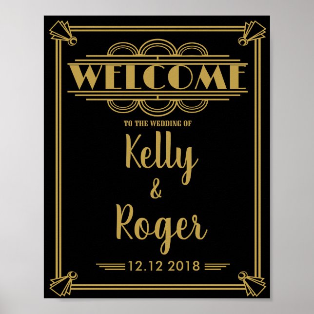 ART Deco 1920er Jahre Gatsby Stil Hochzeitsempfang Poster (Vorne)