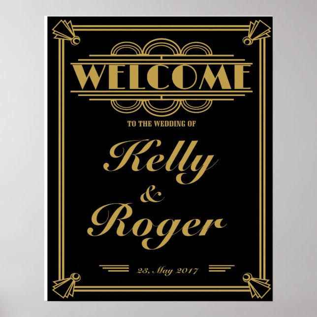 ART Deco 1920er Jahre Gatsby Stil Hochzeitsempfang Poster (Vorne)