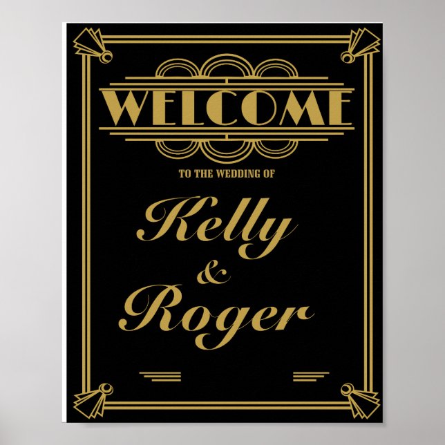 ART Deco 1920er Jahre Gatsby Stil Hochzeitsempfang Poster (Vorne)