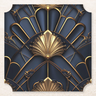 Art Deco 1920er Jahre Navy Blau & Gold Elegant Untersetzer