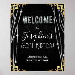 Art Deco 1920er Jahre Schwarz und Gold Diamant Wil Poster