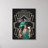 Art Deco 1920er Lady Green Dress Gold Frame Black